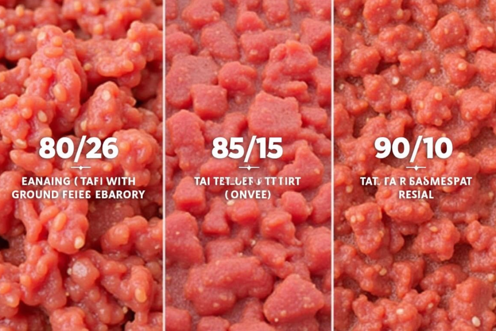 Different ground beef fat-to-learn ratios