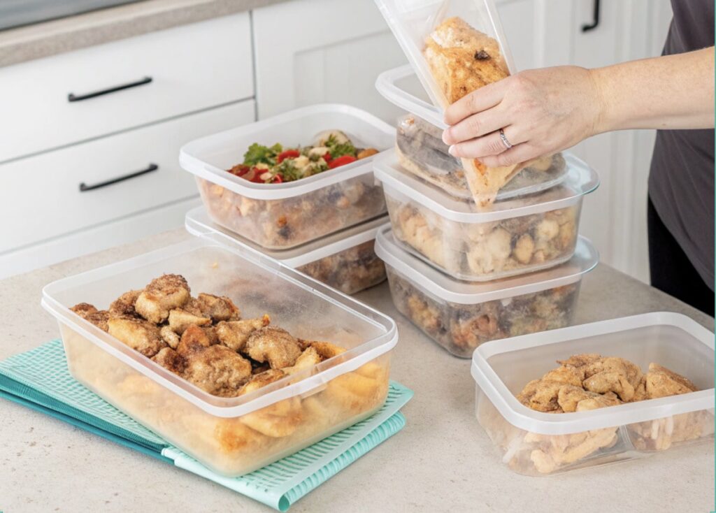 Can you freeze rotisserie chicken to use later, putting chicken in containers.