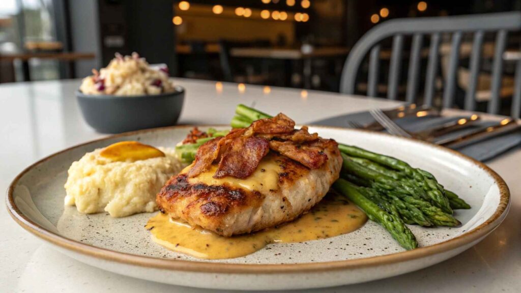 Alice Springs Chicken sided with mashed potatoes