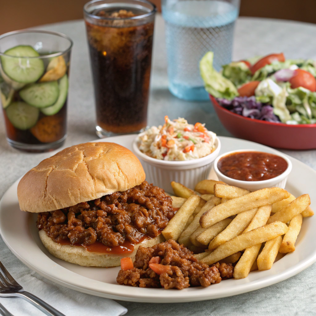 A delicious spread of side dishes for sloppy joes.3
