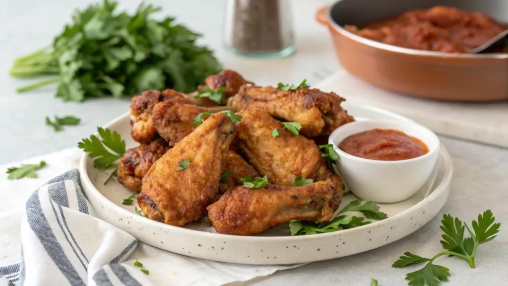 A Plate Of Perfectly Crispy Chicken Wings Golden 2 2